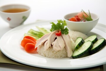 Succulent Hainanese Chicken Rice on a Banana Leaf in Singapore