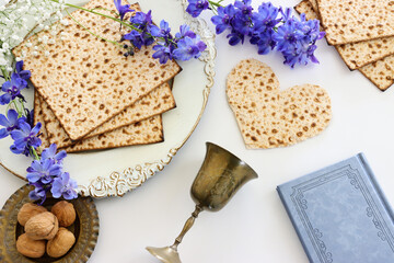 Fototapeta na wymiar Pesah celebration concept (jewish Passover holiday) over isolated white background
