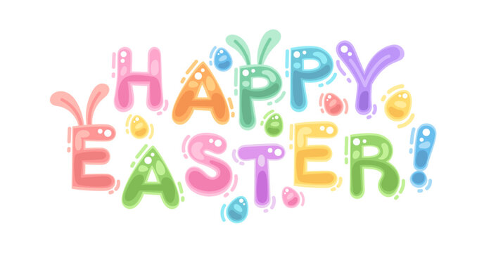 Happy Easter Colorful Doodle Lettering
