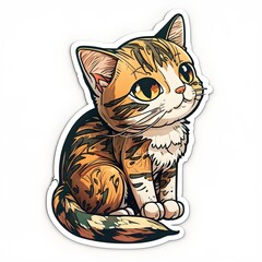 Fototapeta na wymiar Cat sticker art with cute style made with Generative AI