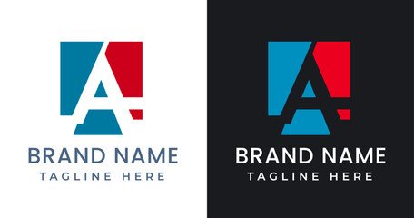 Initial A Letter Logo Design with Abstract Square Shape