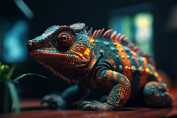 Fototapeta premium Retro computer graphics and pixel art featuring iconic characters such as lizard 