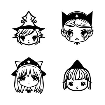 Get ready for some spooktacular fun with this cute kawaii spooky witch head collection set. Each witch head is Hand drawn with charming details that will put a smile on your face