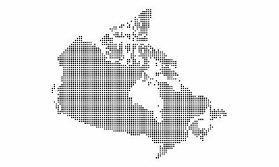 Canada dotted map with grunge texture in dot style. Abstract vector illustration of a country map with halftone effect for infographic. 