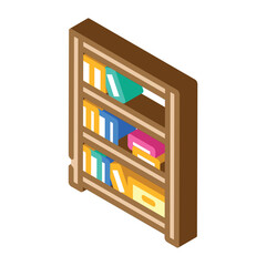 bookshelf living room isometric icon vector illustration