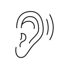 Human ear icon. High quality black vector illustration.