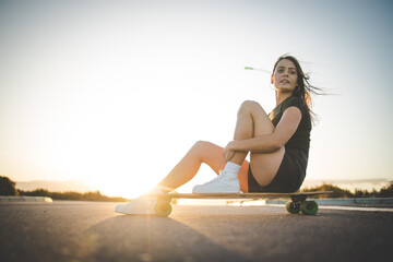 Young Woman Skateboarding in an Urban Environment