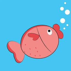 illustration of a cartoon fish.Fish icon . Cute cartoon kawaii colorful aquarium animals. Baby kids collection. White background. Isolated. Flat design. Vector illustration