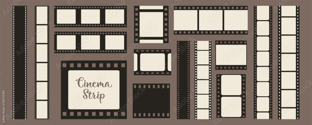 Wall mural retro cinema strip collection. set of vintage film strip