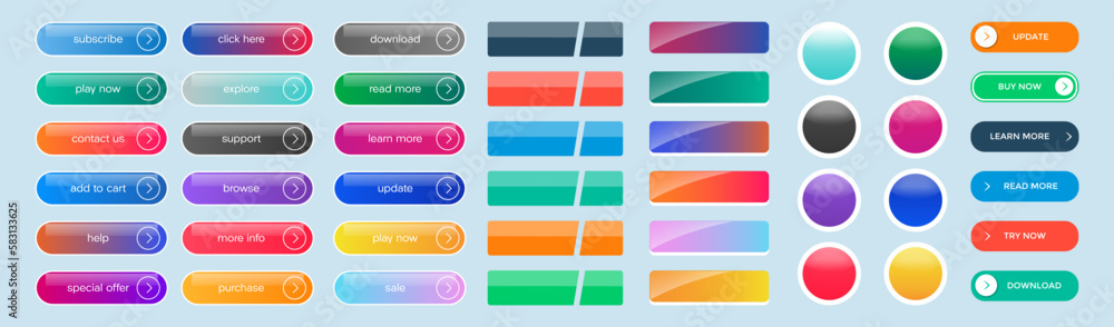Aufkleber Button application collection. Set of internet buttons template