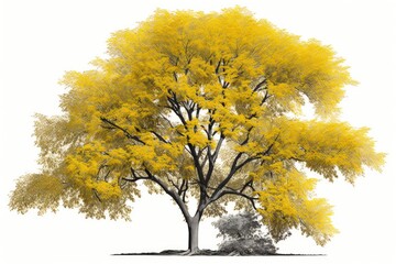 Yellowwood Tree On A White Background . Generative AI