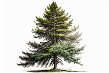Norway Spruce Tree On A White Background . Generative AI