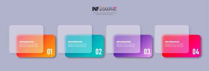 Four steps business infographics template vector.	
