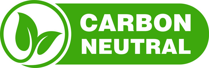 Carbon neutral green rough textured label stamp - carbon emissions free (no air atmosphere pollution) industrial production eco-friendly isolated sign, co2 neutral label