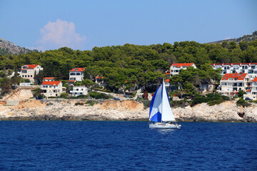 Small and beautiful town Hvar on island Hvar, Croatia.