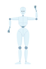 Humanoid robot for party semi flat color vector character. Human-like dance movement. Editable full body figure on white. Simple cartoon style spot illustration for web graphic design and animation
