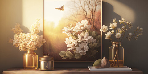 Warmth of Spring: Spring Background Aesthetic with Golden Light and Rustic Tones