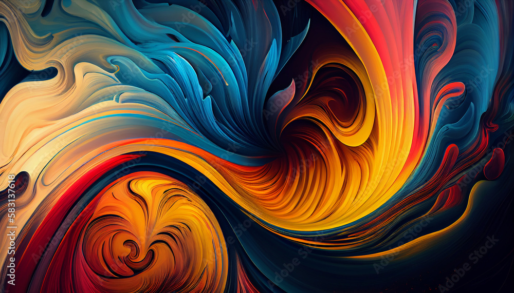 Aufkleber abstract multi colored backdrop with futuristic wave pattern ,generative ai