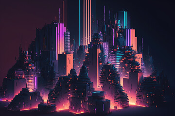 Futuristic abstract city a hub of technology and progress. Metaverse cyber concept idea. Innovation and advancement. Ai generated