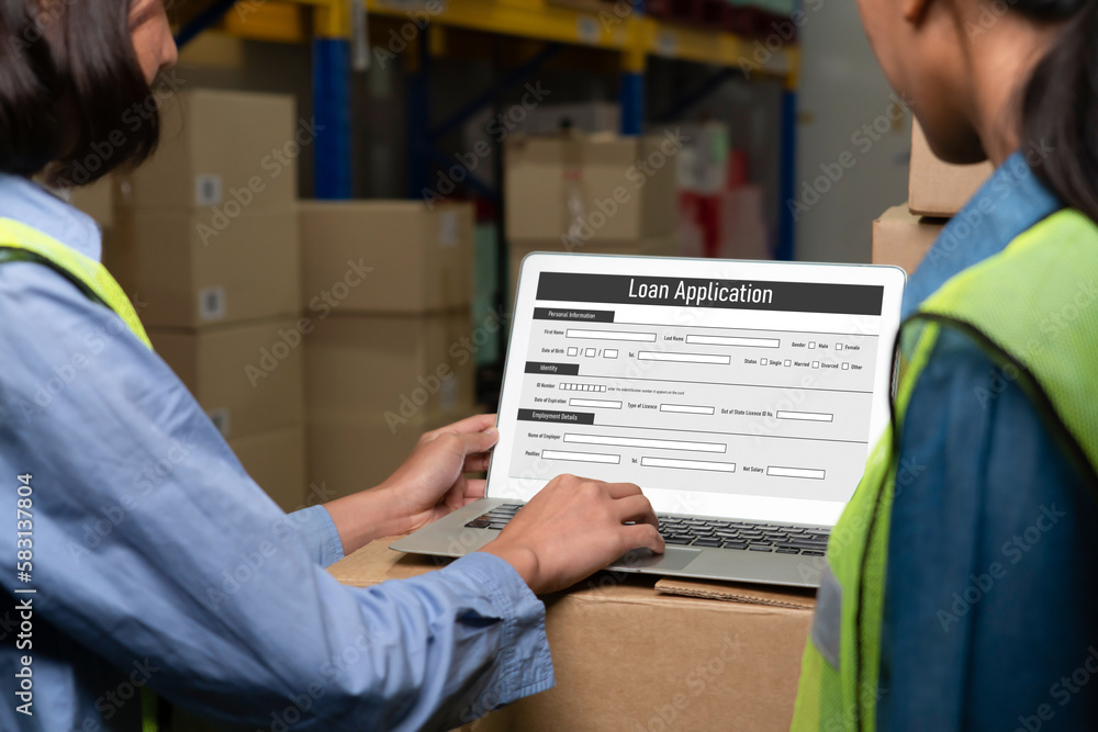 Poster online loan application form for modish digital information collection on the internet network