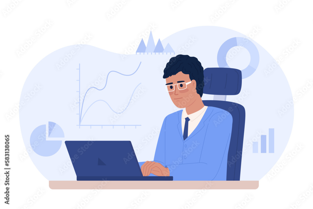 Aufkleber data scientist job flat concept vector spot illustration. editable 2d cartoon character on white for