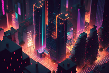 Futuristic abstract city a hub of technology and progress. Metaverse cyber concept idea. Innovation and advancement. Ai generated