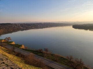 Danube river in Novi Sad seen from the Petrovaradin fortress