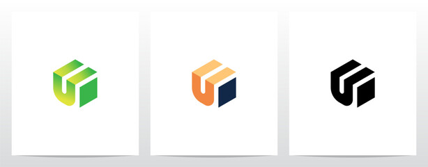 Alphabet On Block Cube Letter Logo Design U - obrazy, fototapety, plakaty