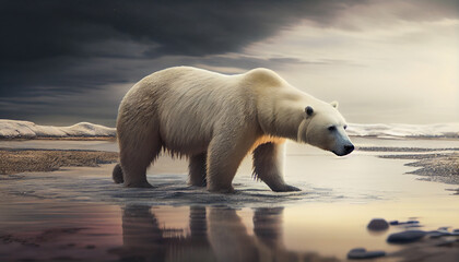 Obraz na płótnie Canvas Arctic mammal in wild with fluffy fur ,generative AI