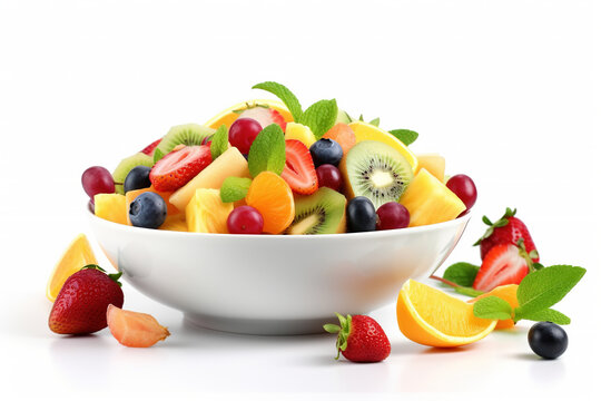 Fresh fruit salad in the bowl. AI