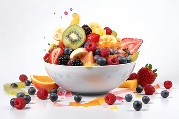 Fresh fruit salad in the bowl. AI