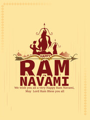 Sketch of Lord Rama with bow arrow with Hand Lettring Hindi text For Shree Ram Navami celebration background.
