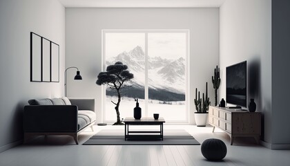 A Minimalist Living Room With Only Essential Furniture And Decor . Generative AI