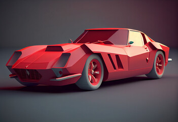 Fototapeta na wymiar These images combine the retro aesthetic of classic cars with the modern geometric style of low poly design, creating a unique and visually striking look