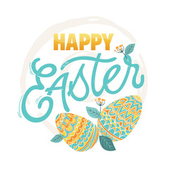 Naklejka premium Lettering about Easter for flyer and print design. Vector illustration. Templates for banners, posters, greeting postcards.