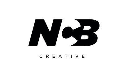 NCB letters negative space logo design. creative typography monogram vector	