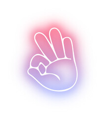 Set of Hands poses neon