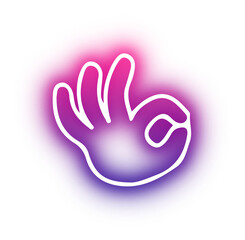 Set of Hands poses neon