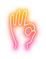 Set of Hands poses neon