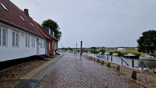 Beautiful scenery of a park in Ribe, Denmark, during rain
