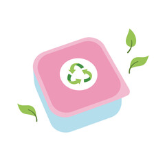 Reusable lunch Box. Sustainable lifestyle, zero waste, ecological concept. Vector illustration in cartoon style. Recycling, waste management, ecology, sustainability.