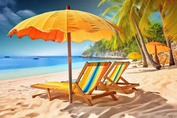 Obraz na płótnie Canvas Summer vacation on the beach, Generative AI