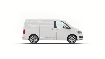 3D Illustration white minivan and vehicle on white background