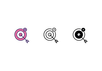 marketing icons set with 3 styles, vector stock illustration