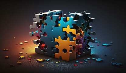 puzzle of increasingly complicated problem - created with generative AI technology