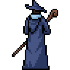 Obraz premium pixel art mage wizard back