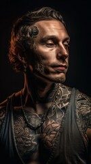 Portrait of a man with tattoos