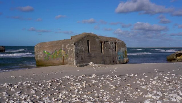 Ruins of an old building in the sea in Nationalpark Thy, Denmark