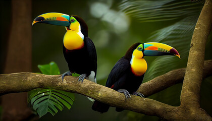 Toucan sitting on the branch Ai generated image