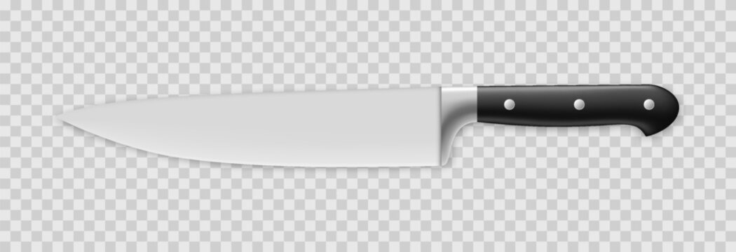 Vector realistic kitchen knife on an isolated transparent background. Knife png. Kitchen appliances png.